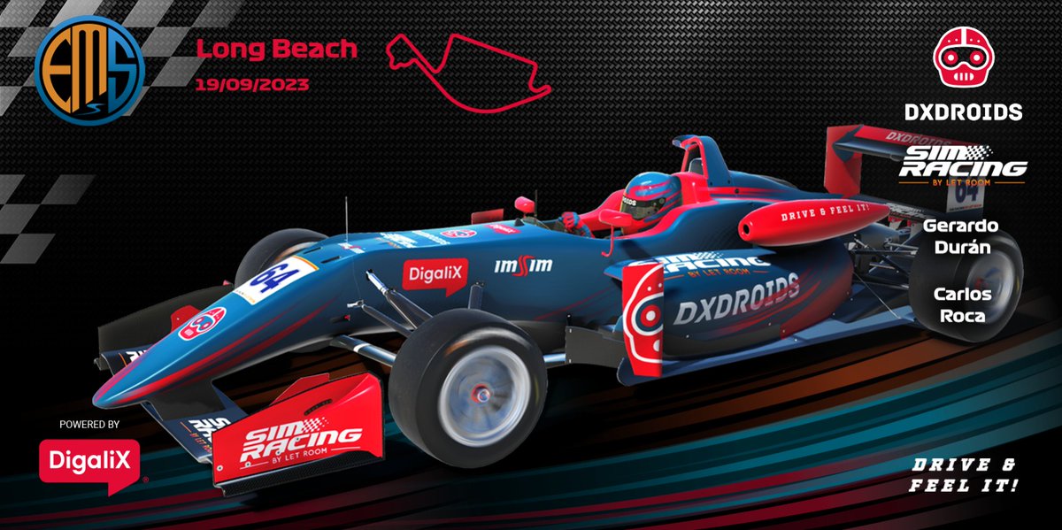 DxDroids Simracing by LR (@dxdroids_team) on Twitter photo 🔴🔵🟠 #iRacing
Que el ritmo no pare, no... 🦾 Esta noche 👉 División de Honor <a href="/EMS_iRacing/">European Master Series</a> ¡Mucha suerte, compañeros!
Ronda 2 🏁 Long Beach
Pilotos
🤖 Gerardo Durán <a href="/geert_dj12/">GDJ</a>
🤖 Carlos Roca <a href="/Titoxarly1/">Carlos Roca</a>
🏎️ F3
📺 twitch.tv/ems_iracing
⏰ 21.30 h
💙#DriveandFeeLit #EMS 🔴🔵🟠 #iRacing
Que el ritmo no pare, no... 🦾 Esta noche 👉 División de Honor <a href="/EMS_iRacing/">European Master Series</a> ¡Mucha suerte, compañeros!
Ronda 2 🏁 Long Beach
Pilotos
🤖 Gerardo Durán <a href="/geert_dj12/">GDJ</a>
🤖 Carlos Roca <a href="/Titoxarly1/">Carlos Roca</a>
🏎️ F3
📺 twitch.tv/ems_iracing
⏰ 21.30 h
💙#DriveandFeeLit #EMS