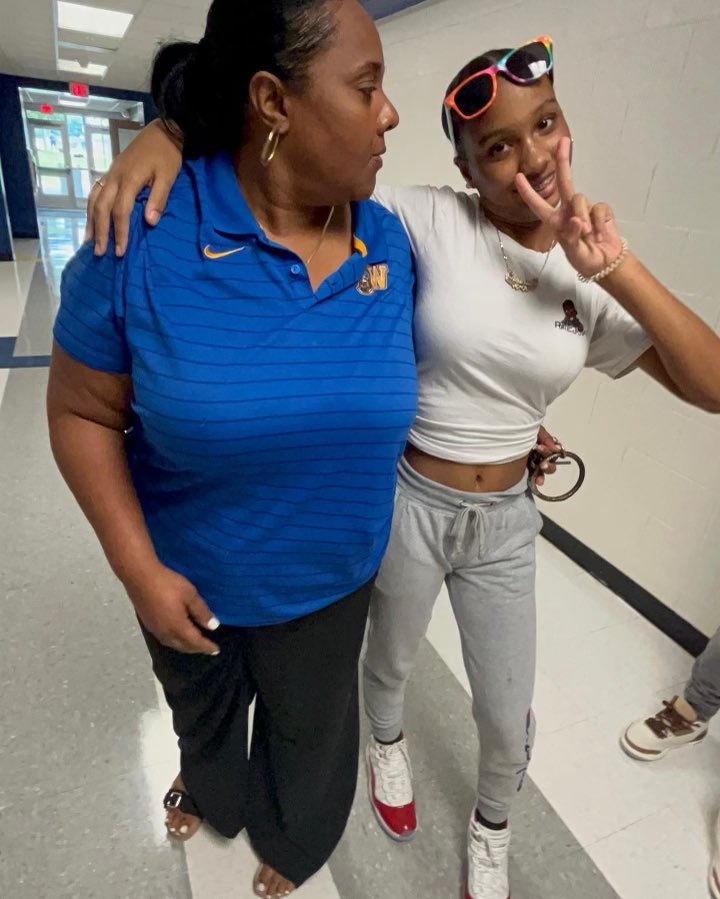 My high schooler with her favorite AP, Mrs. Age, navigating the hallways! <a href="/eastwakehs/">East Wake iTech and Design Magnet High School</a> <a href="/NCCUSOE/">NCCU School of Ed</a> <a href="/NCCU/">North Carolina Central University</a> <a href="/NCCU_MSA/">NCCU MSA Program</a>
