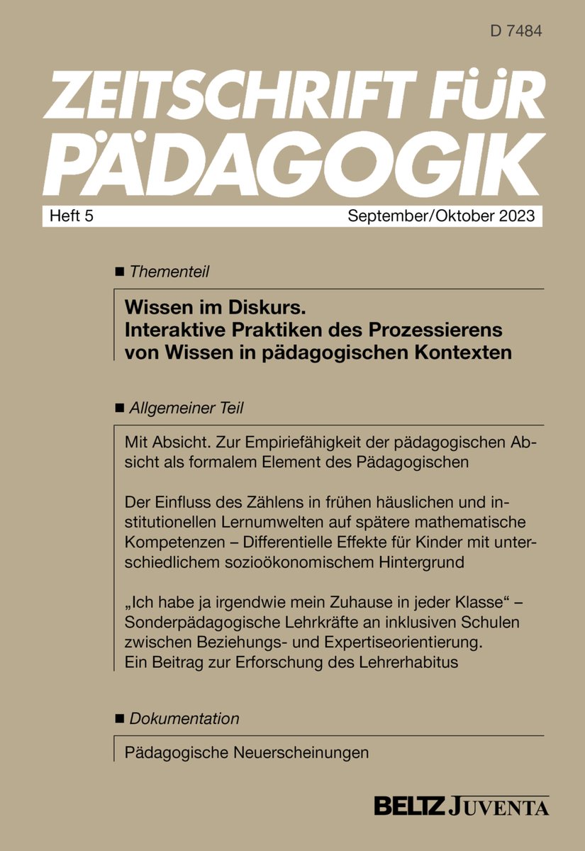 Unser Heft 5/23 wartet - mit dem Thementeil "Wissen im Diskurs", 3 Beiträgen im Allgemeinen Teil, 2 Buchbesprechungen und den päd. Neuerscheinungen! Hier entlang zum Heft: kurzelinks.de/dgo5
#erziehungswissenschaft #pädagogik #bildungsforschung <a href="/beltz_juventa/">Beltz Juventa</a>