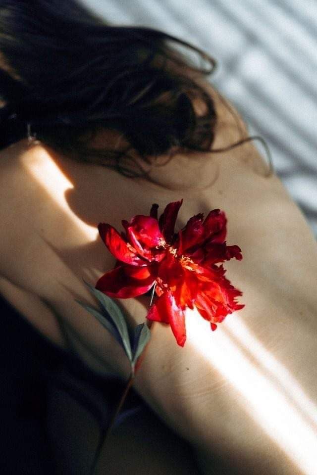 The heat
From the sun
Spilled across
Her skin
Delicate petals
Tickled her
& He wore a
Wicked grin
He snapped
A photo of her
In the nude
To remember her
Painted in
Spring blooms
But to remember
Her smile
He kissed her lips

#FromOneLine #InkMine
#loveletters #vssSensual