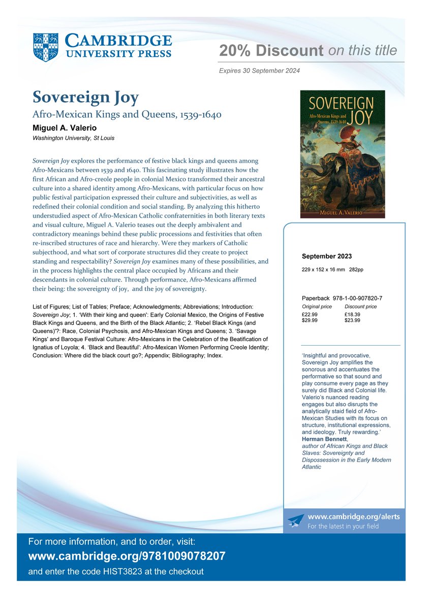 mialva11's tweet image. #SovereignJoy is now available on paperback. Use code HIST3823 to get 20% off at checkout through 9/30/2024 from cambridge.org/9781009078207