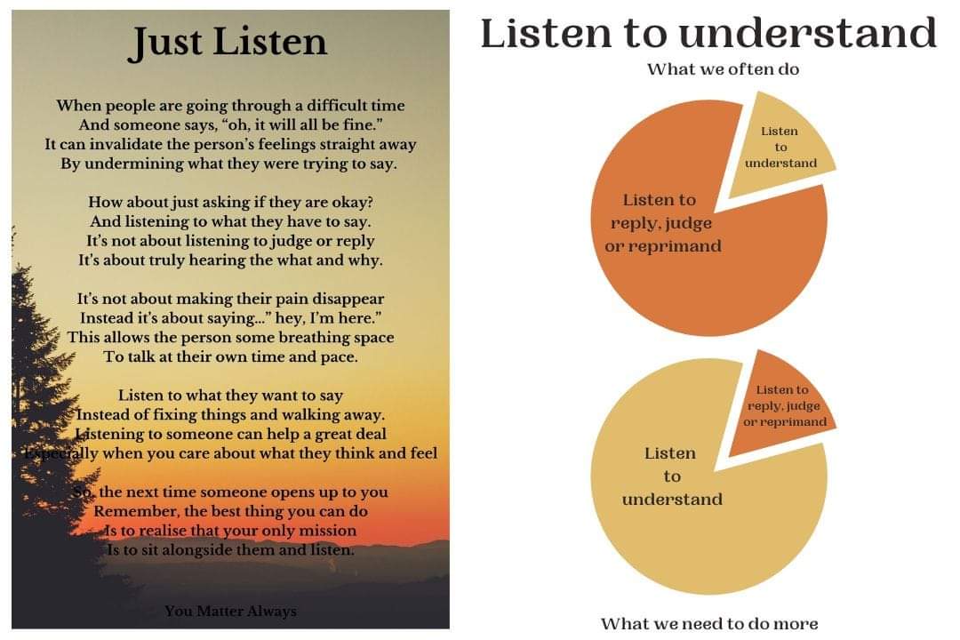 SuzieYMA's tweet photo. Yesterday at the #TrebleC with @SuzieYMA and @ForInverclyde we revisted the need to...Listen to Understand & not to just Reply, Judge or Reprimand. #listeningskills. The difference between hearing and fixing. The difference between noticing something and missing something 💜💜💜 https://t.co/Kuuacz3Qe7