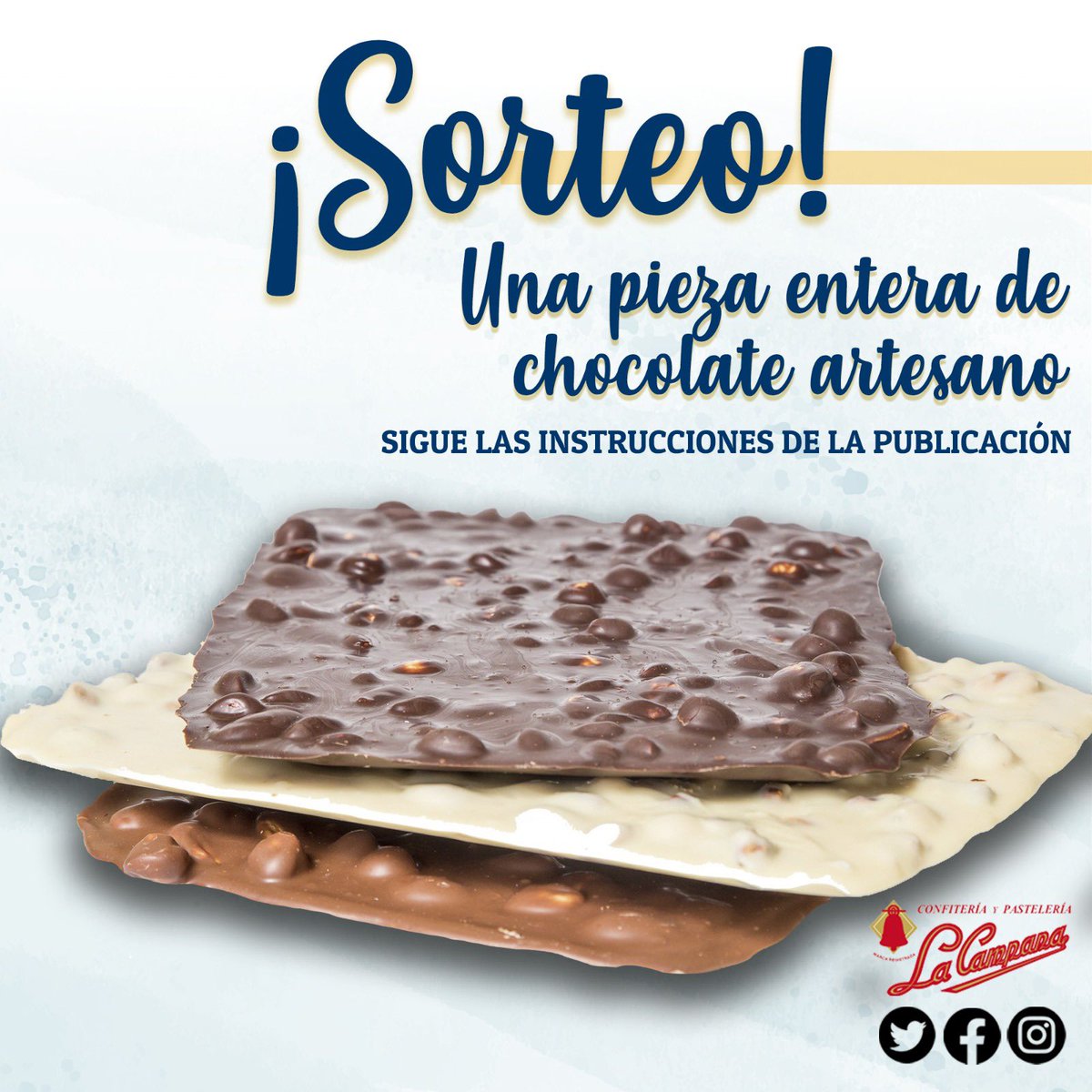 LaCampanaConfit's tweet photo. 🚨 ¡TENEMOS SORTEO!🚨

🍫 ¿Quieres una pieza de chocolate artesano?

👀 Solo tienes que:

1️⃣ Seguir a @LaCampanaConfit 
2️⃣ Hacer RT esta publicación.

📆 El 27 de septiembre daremos el ganador.

✨Con suma tradición✨

BBLL: https://t.co/IgYnXcc3uN https://t.co/LQhNX5N4L8