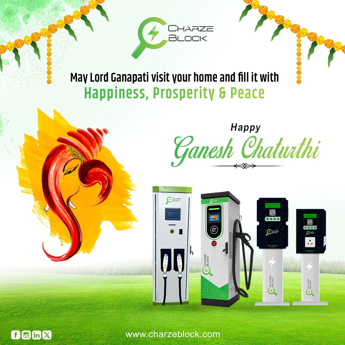 Empowering eco-conscious celebrations this Ganesh Chaturthi with our EV charging stations! 🌿⚡ Let's usher in a sustainable future together. #GreenMobility #EVCharging #SustainableTransport #ChargeBlock #GaneshChaturthi #EcoFriendly #CleanEnergy #GreenCelebrations
