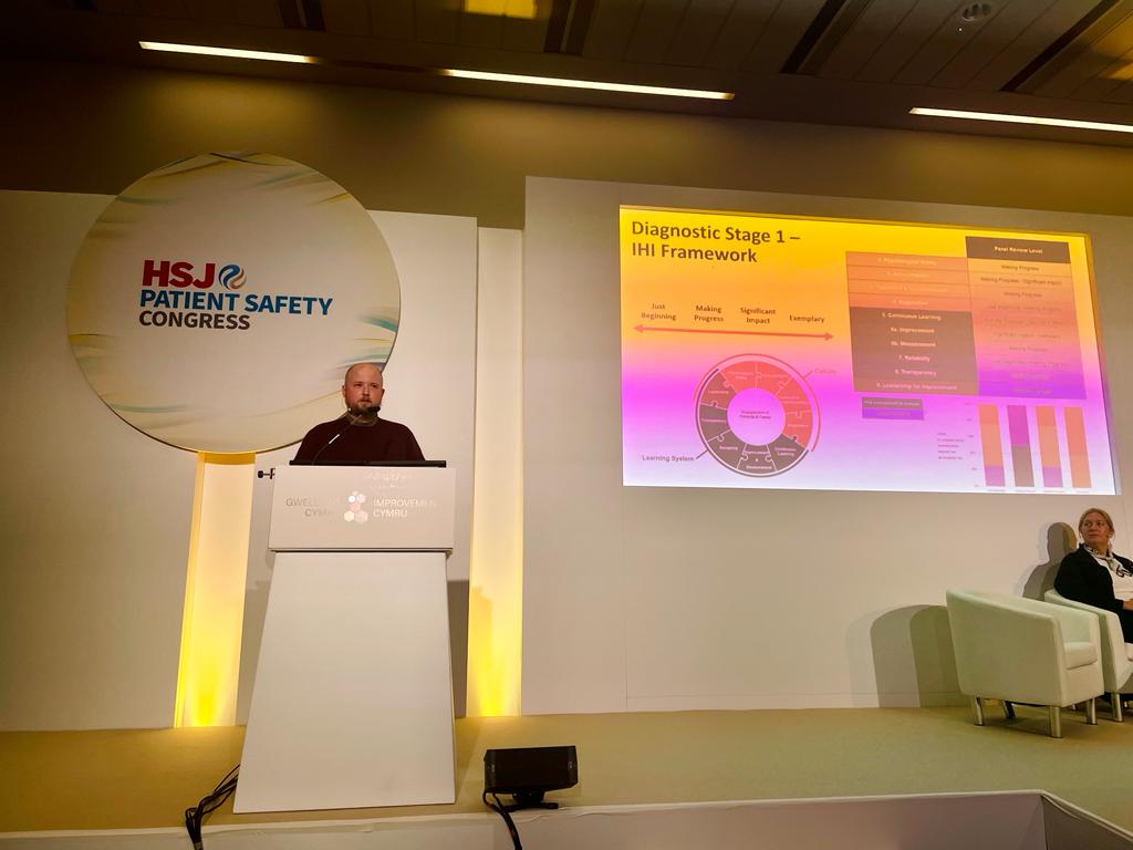 NHSWales_PI's tweet photo. Members of our #MatNeoSSP team are presenting their data driven approach to the maternity and neonatal programme of work, using @TheIHI framework for safe, reliable and effective care to drive improvements in safety. #HSJPatientSafety #WorldPatientSafetyDay https://t.co/IFyyNUsozI
