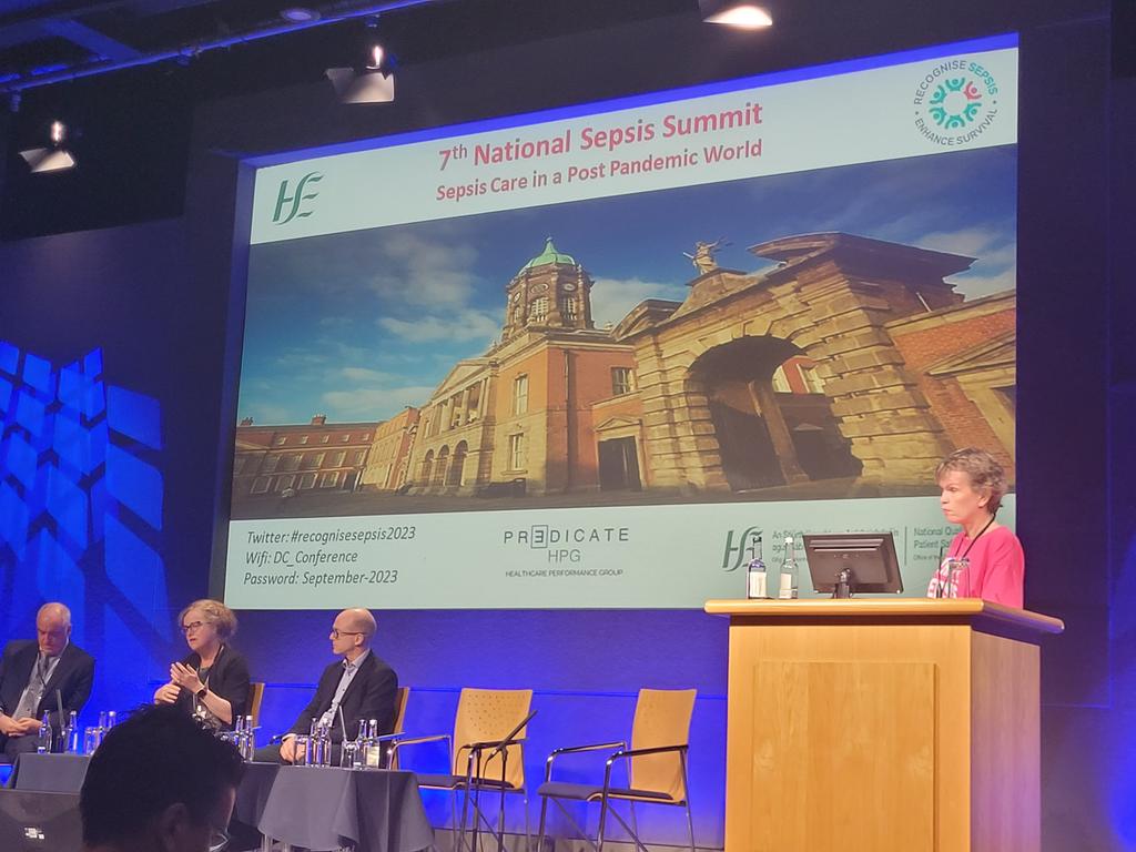 Great panel discussion this morning from Ciaran Staunton, Catjerine Motherway, Michael O'Dwyer and Fidelma Fitzpatrick at #recognisesepsis2023 National Sepsis Summit at Dublin Castle #sepsis