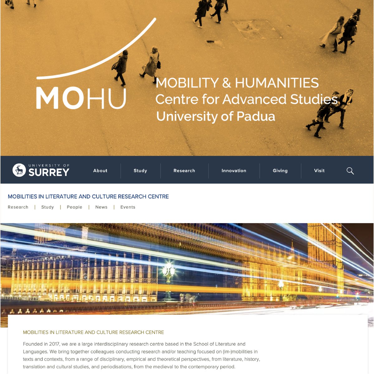 MoHu_Centre's tweet photo. So delighted to have signed a new Memorandum of Understanding (coordinated by Giada Peterle) between MoHu @DiSSGeAUniPD  and the Mobilities in Literature and Culture Research Centre @MobilitiesSLL of the University of Surrey. We are eager to develop this exciting collaboration! https://t.co/p1csXyh4CY