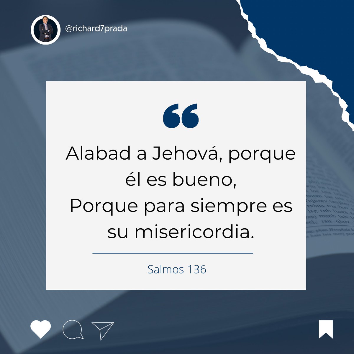 Salmos 136

¿Cuáles son tus razones para alabar a Dios? ¿Qué hace que cada día quieras dedicarle tiempo? Todos tenemos muchísimos motivos para alabar a Dios; nuestra vida, los alimentos, la casa, los hijos, la salud, el trabajo, los amigos, la familia. ¡Alaba al Señor! #rpsp