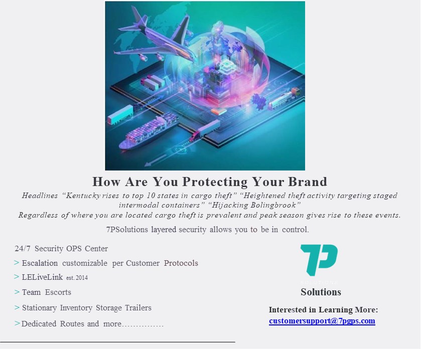 7PSolutions (@7psolutions) on Twitter photo Cargo Theft is on the rise and Peak Season is around the corner. Don't be left unprotected. 7PSolutions, LLC has you covered, for more information email: Customersupport@7pgps.com
#cargosecurity #7psolutions #peakseason Cargo Theft is on the rise and Peak Season is around the corner. Don't be left unprotected. 7PSolutions, LLC has you covered, for more information email: Customersupport@7pgps.com
#cargosecurity #7psolutions #peakseason