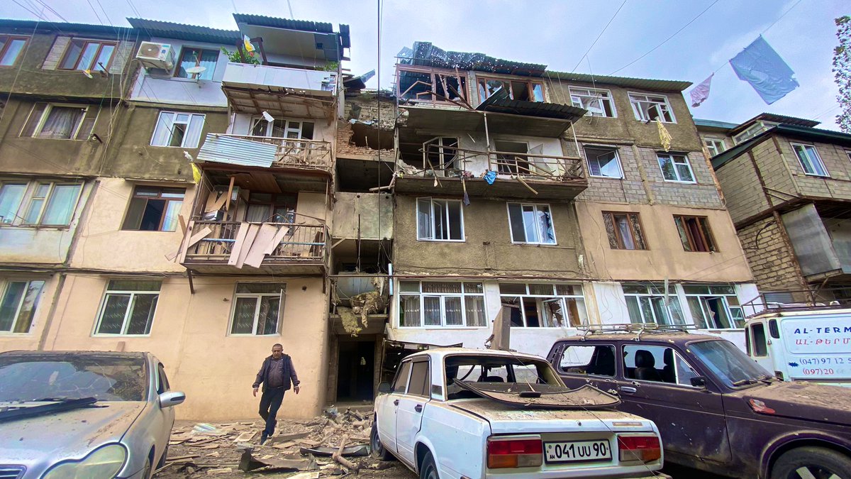 SiranushSargsy1's tweet photo. Azerbaijan,terrorizing Armenian civilians of #NagornoKarabakh. Children and families, hungry,with no electricity, hiding in basements. As you see,Aliyev's war machine is not targeting armed soldiers as it is mentioning.We call on Intl community,please stop this genocidal madness! https://t.co/k5vbdx9mR5
