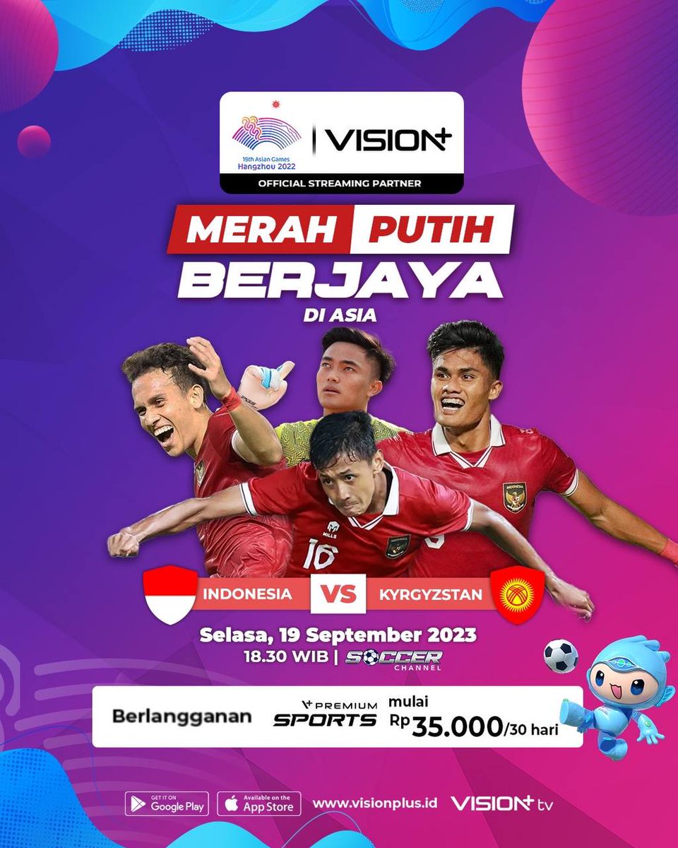 Perjalanan menuju kejayaan di Asia dimulai, Ayo dukung timnas kita dalam ajang pesta olahraga terbesar di Asia

Nonton pertandingan Indonesia vs Kyrgyzstan, hari ini mulai pukul 18:30 LIVE di @visionplusid 

#VisionPlusSports #ASIANGames2022diVisionPlus  #SportsdiVisionPlus