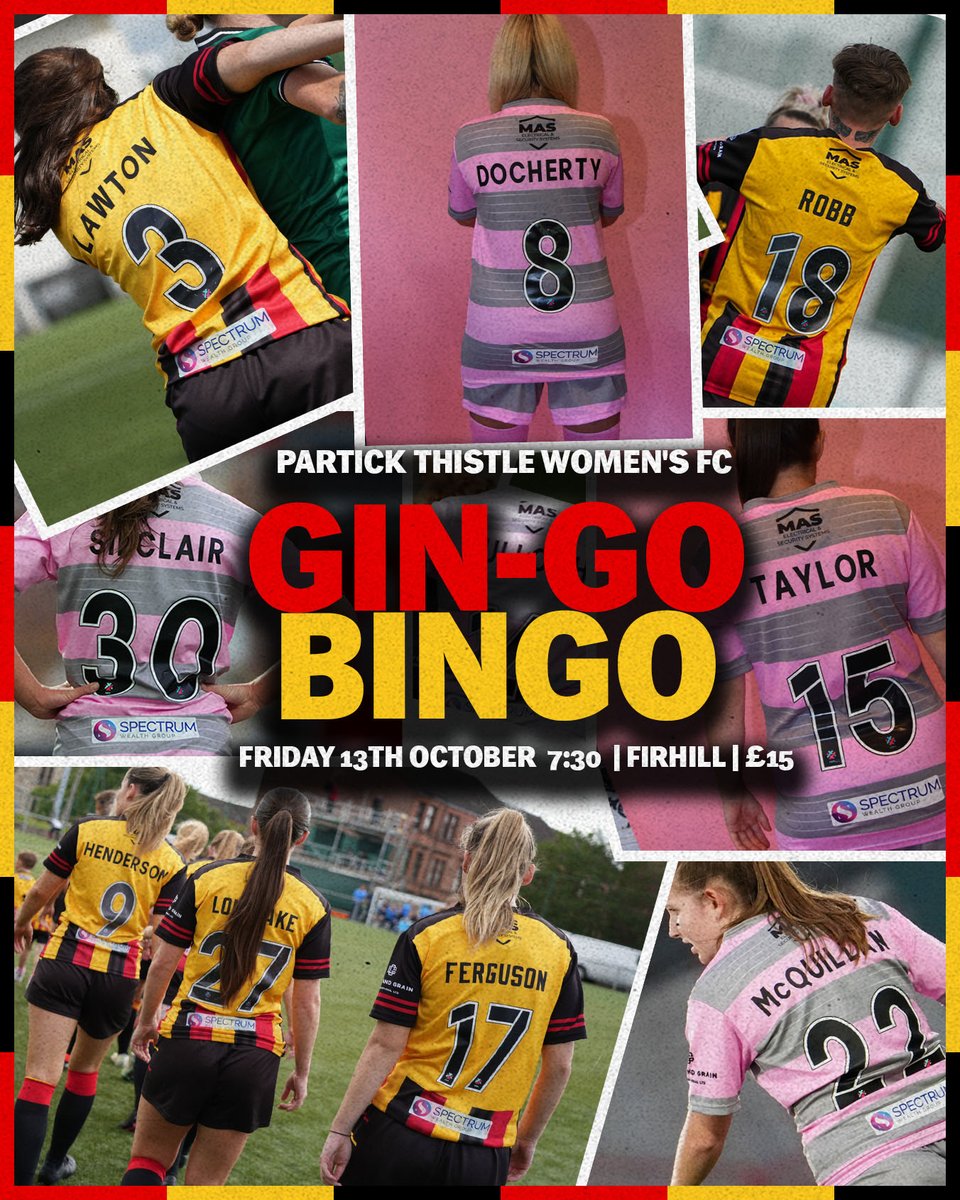 ThistleWFC's tweet image. 🙋‍♀️We are excited to announce after the sucess of our first event we are hosting our second Gin-go Bingo night!

Join us on Friday 13th October at Firhill for a night of fun, food and of course gin! (Other drinks will be available!)

Buy Tickets now! ptfc.co.uk/product/gin-go…
