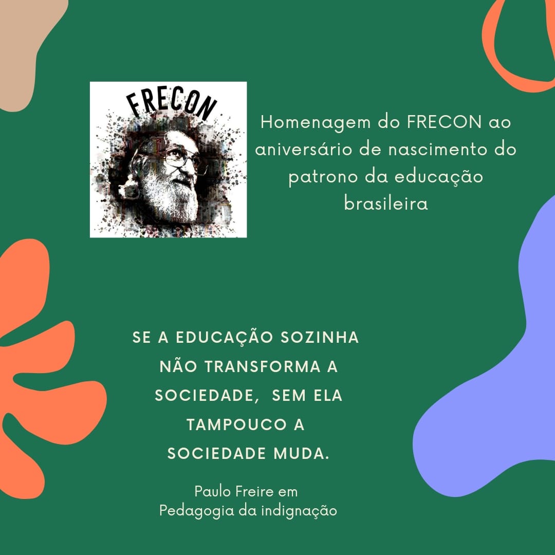 FUfrrj's tweet photo. Paulo Freire nasceu em 19 de setembro de 1921.  102° aniversário hoje. Sigam o FRECON no Instagram @frecon_ufrrj https://t.co/uspiKH5K2z