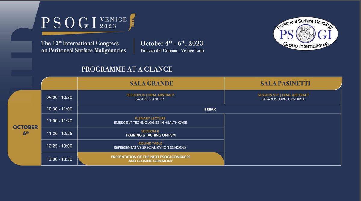PSOGI_EC's tweet photo. 2⃣weeks to #PSOGIVENICE 
Registrations close tonight🌃
https://t.co/aRlNTw9HAl
5⃣0⃣+ speakers https://t.co/wVKMAno1Fv
From 2⃣5⃣+ countries https://t.co/y2B9ylu8O2
1⃣6⃣ scientific sessions
5⃣0⃣0⃣+ abstracts 
Updates on latest developments by leading experts from 🌎🌍🌐 #PSOGI2023

@Some4surgeryIT1 @RENAPE_Network @indepso @AssocAmarape @APeritoneum @PMPSurvivor @NewsJellybelly @alarjosan @FarazKh65499316 @AndreasBrandl8 @LanaBijelicMD @FaheezM @donalb5  @WimCeelen @DrFloresAyala @sukumar_vivek @vivekanandkem @IspsmHipec @SWexner @ISSPP1 @AviramNissan @almogby2 @ChiaClaramae @Elizabeth_Tremb @writ__e @BatistaTP @TDellingerMD @agz_eriksson  @ArmandoSardiMD @VadimGushchin6 @KVotanopoulos @kturaga @a_dhiman91 @ANikiforchin @FelipeLopezMD @Ifallazuniga @azizosurgeon @LahayeMax @docswapnil01 @RazaSayyed12 @Jolenewongsm @SeguraJuanJ @oliviawriting @DeliaCortesGuir @somusp9 @OncoAlert @jgo_journal