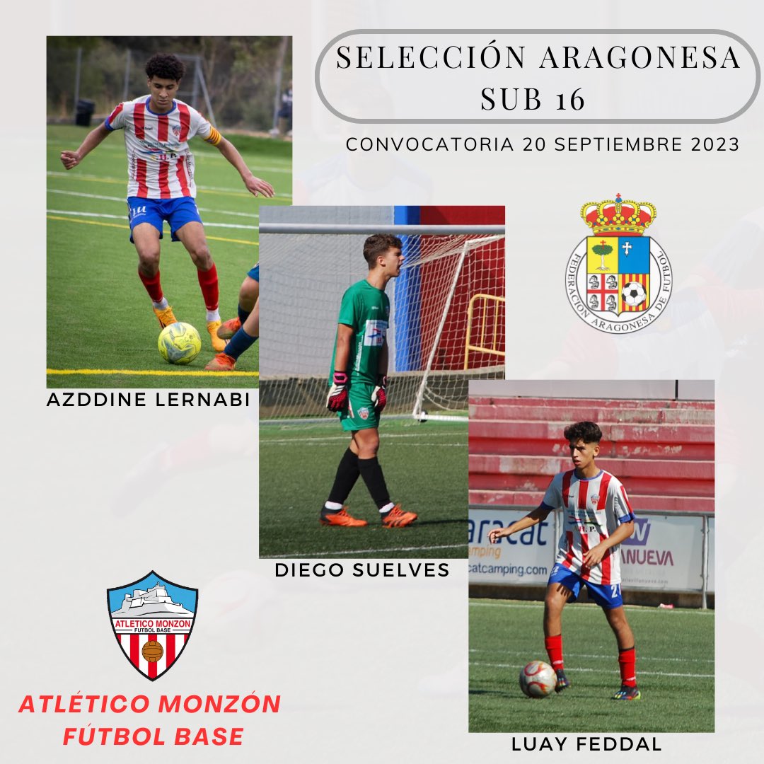 👉🏻Tres jugadores del Cadete División de Honor han sido citados para ir el miércoles 20 de septiembre con la selección aragonesa SUB16. 

🤩Ellos han sido: 
-𝙰𝚣𝚍𝚍𝚒𝚗𝚎 𝙻𝚎𝚛𝚗𝚊𝚋𝚒
-𝙳𝚒𝚎𝚐𝚘 𝚂𝚞𝚎𝚕𝚟𝚎𝚜
-𝙻𝚞𝚊𝚢 𝙵𝚎𝚍𝚍𝚊𝚕

👏🏻Enhorabuena, a seguir trabajando