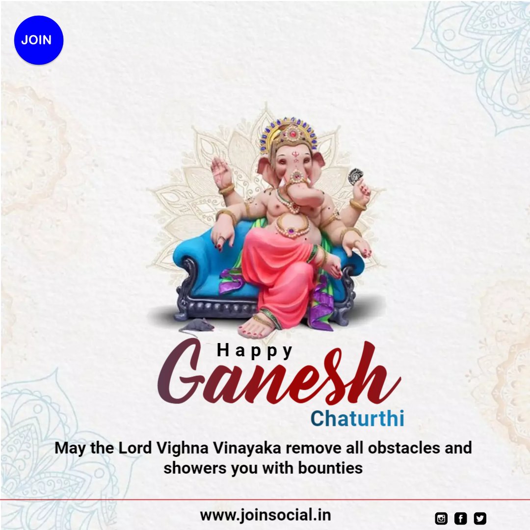 joinsocials's tweet photo. वक्रतुण्ड महाकाय सुर्यकोटि समप्रभ,
निर्विघ्नं कुरु मे देव सर्वकार्येषु सर्वदा��

गणेश चतुर्थी की हार्दिक शुभकामनाएं!

#ganeshutsav #ganeshchaturthi2023 https://t.co/ToEn4cY9OK