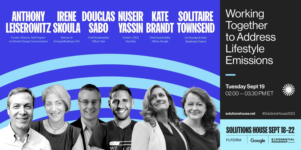 🔉 TODAY's #SolutionsHouse2023 highlights include: ⏰ 09.00 EDT // 15.00 CEST: Transition Plans as a Driver for Transformation and Disruption 🚀 🔗 meet.google.com/yaf-rbxs-zja 14.00 EDT // 20.00 CEST: Working Together to Address Lifestyle Emissions 🔗 meet.google.com/pmq-xbhk-bxy