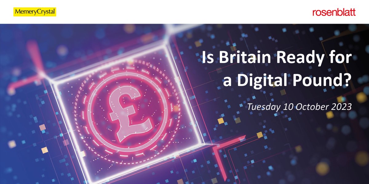Join us at the upcoming Memery Crystal, <a href="/RosenblattSols/">Rosenblatt</a>, and <a href="/TRGLondon/">The Realization Group</a> breakfast roundtable to discuss #CBDCs and their wider implications on the future of finance.

Register here: bit.ly/3PGFjcq

#blockchain #privacy #DigitalCurrency #digitalidentity