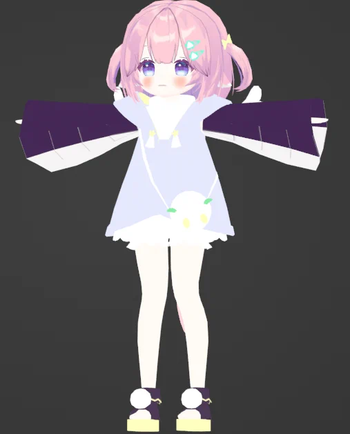 Blenderで0から全身キャラモデリング練習19日目:髪塗り終わって服塗り始めた! 