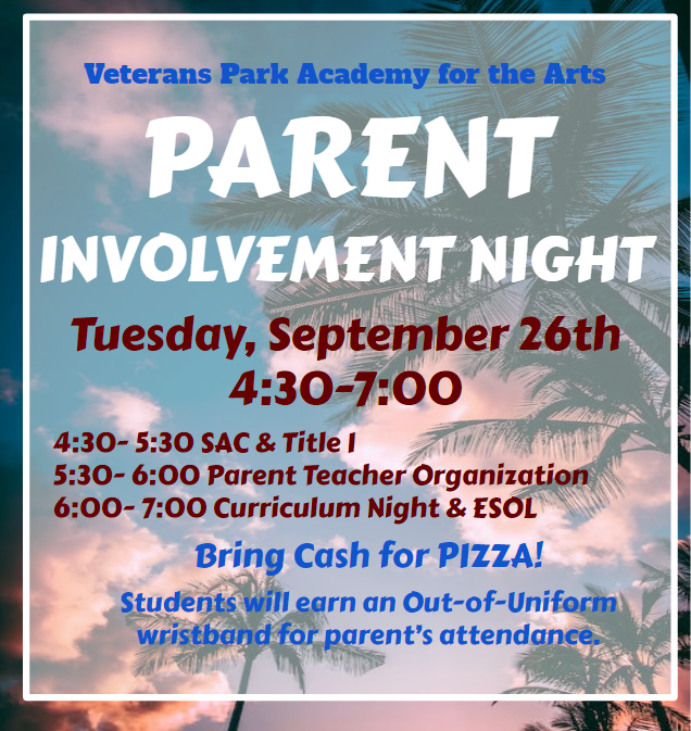 VPAA_PRIDE's tweet photo. Families, please join us next Tuesday, September 26th for Parent Involvement Night! https://t.co/WfcvrDDQhe