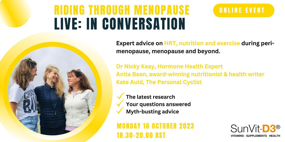NEW! Looking forward to joining @drnickykeay for this exciting online #Menopause event discussing latest in menopause nutrition, exercise and hormones. eventbrite.co.uk/e/riding-throu…