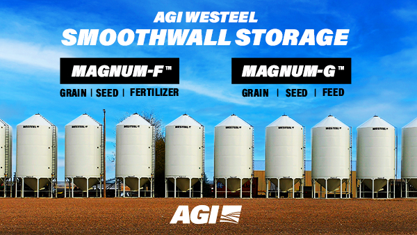 AgGrowthIntl's tweet photo. AGI Westeel’s Magnum Series is designed with our customers in mind. Whether you’re storing grain or fertilizer, our bins provide trouble-free clean-out and superior protection from corrosion. 

Read more: https://t.co/k6HyVYi8YI 

#AGIWesteel #SmoothwallBins #GrainStorage #AgX https://t.co/9WX5tN7vz9