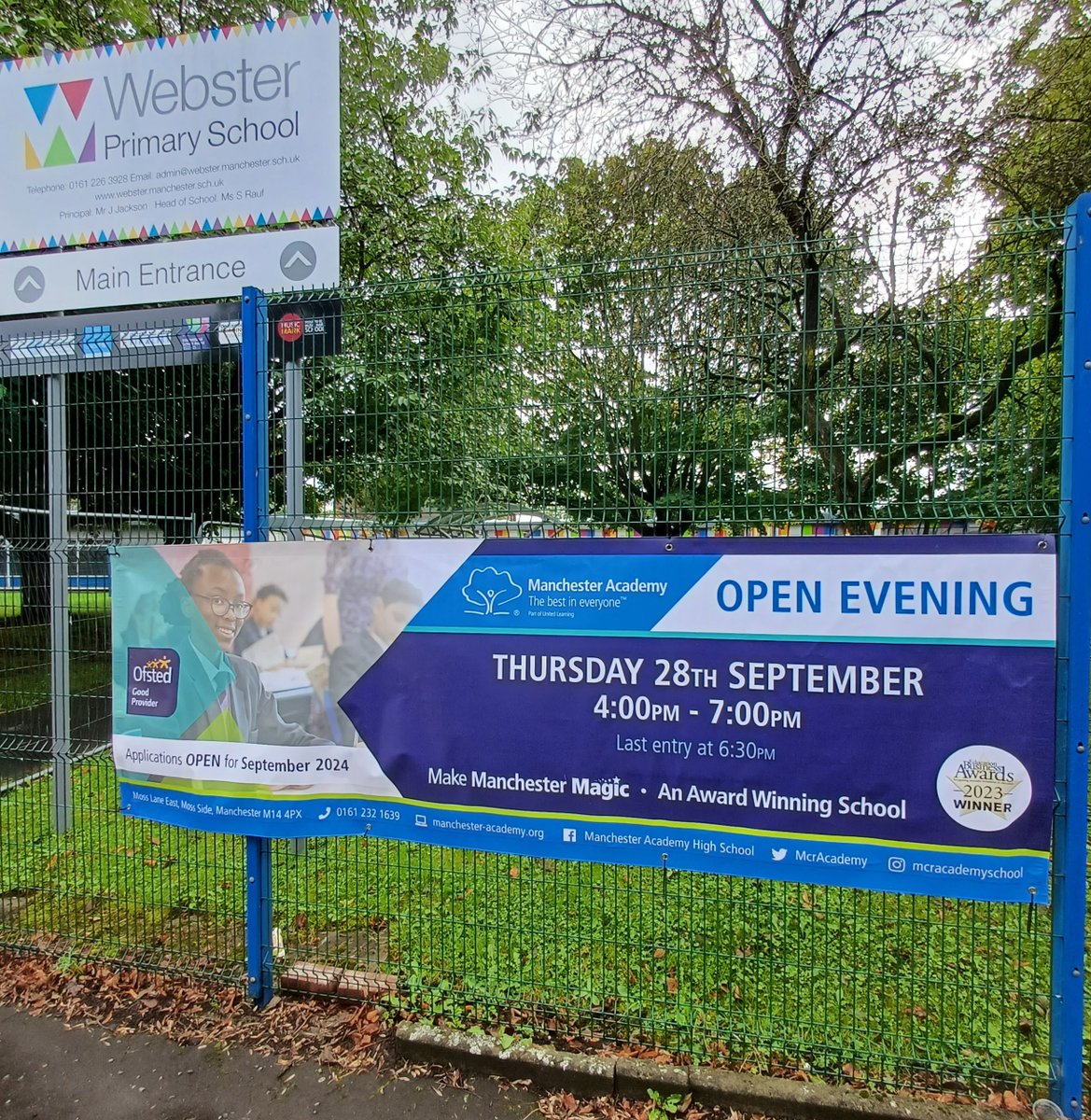 McrAcademy's tweet photo. 📢 Spreading the word! 📢 

Have you seen any of our Open Evening banners and posters around the community?

Looking forward to seeing you all next week!

#MakeManchesterMagic https://t.co/Bof1Dzijda