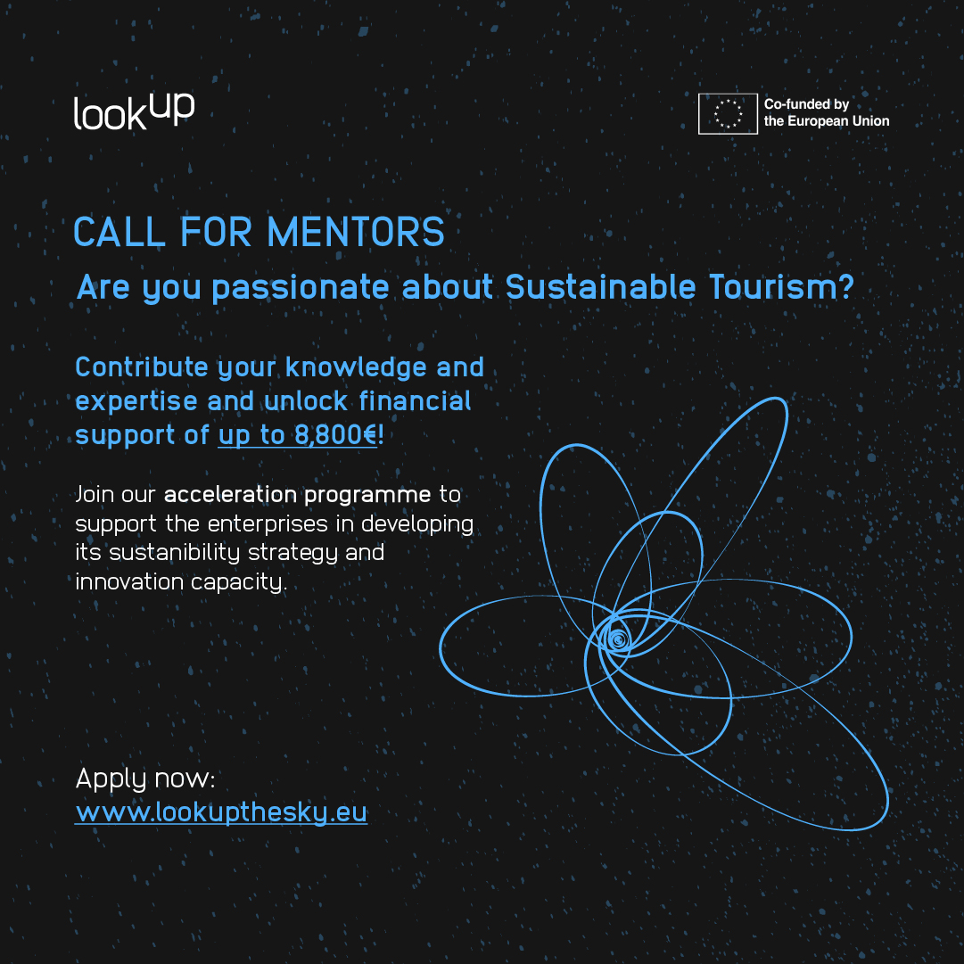 📢 Call for #mentors!

Share your expertise, unlock up to 8.800€ financial support and support the #enterprises in developing its #sustanibility strategy and #innovation capacity.

Apply now! ➡️ lookupthesky.eu/call-for-mento…

#LookUPproject