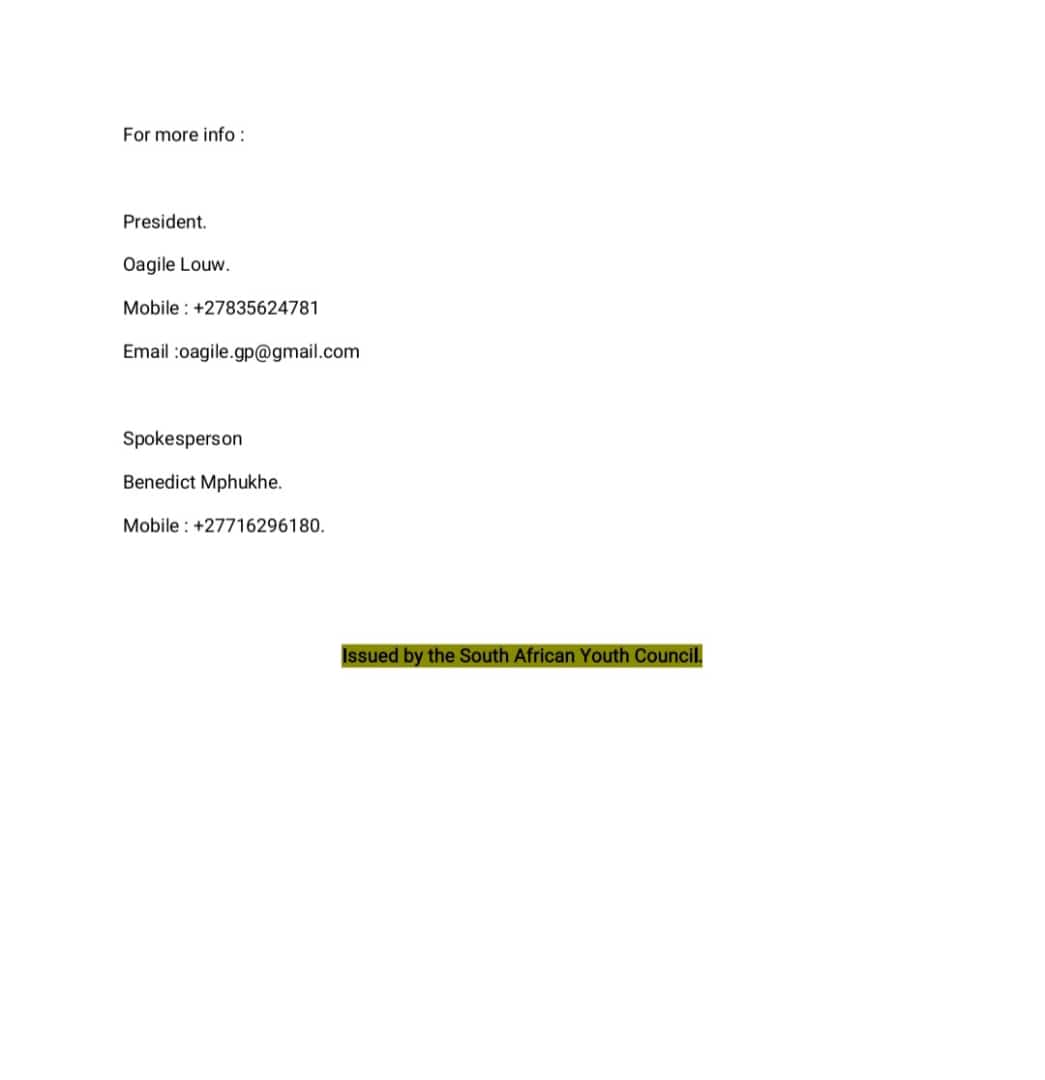 South African Youth Council tweet media