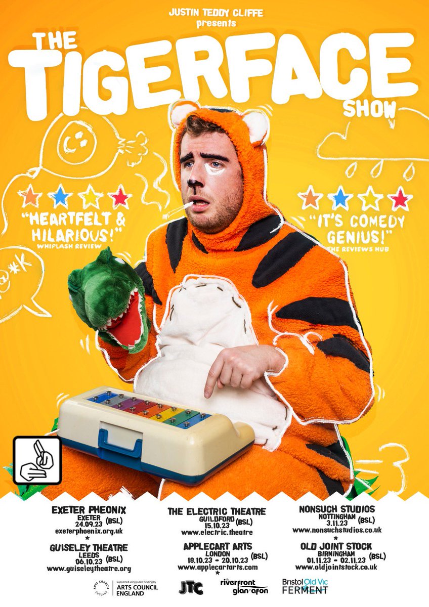 Justin Teddy Cliffe (@justintedcliffe) on Twitter photo he TigerFace Show is off on TOUR!
And the good news is Fast Hands the jungle’s only BSL interpreter (<a href="/CathrynKouyate/">Cathryn McShane-Kouyaté</a>) is coming along!
Pew! Pew! FAST HANDS! he TigerFace Show is off on TOUR!
And the good news is Fast Hands the jungle’s only BSL interpreter (<a href="/CathrynKouyate/">Cathryn McShane-Kouyaté</a>) is coming along!
Pew! Pew! FAST HANDS!
