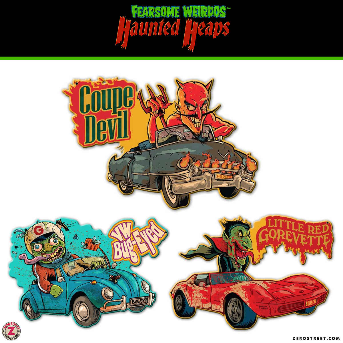 New 24' metal signs of my #FearsomeWeirdos #HauntedHeaps are now available! 

Made in the US!

ebay.com/itm/2257776260…

#vintage #metalsign #monsters #cars #corvette #coupedeville #amcgremlin