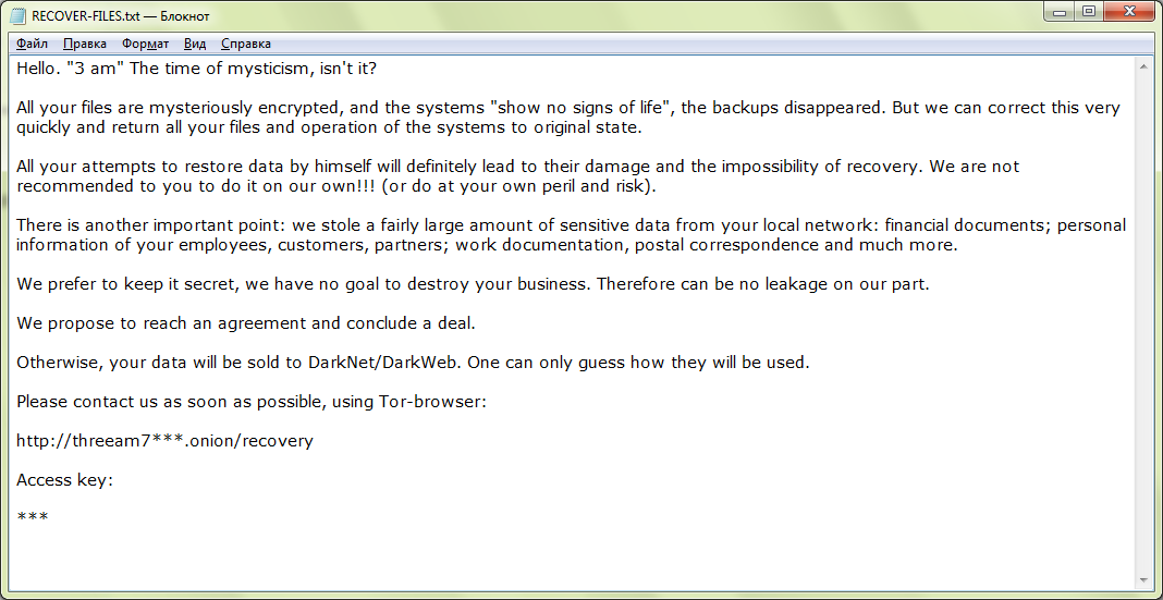 Amigo_A_'s tweet photo. A new article #3AM #Ransomware and #Doxware
https://t.co/6AJh3nAUtT
Extension: .threeamtime
Ransom note: RECOVER-FILES.txt 
No public sample. https://t.co/pZCKskmXk3