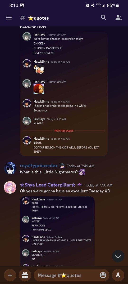 iashiaya's tweet photo. Just a typical #TuesdayMorning. Nothing to see here in the discord XD just gonna enjoy some Chicken Casserole later, nothing else at all #VtuberFail https://t.co/P7ZEW2g26M