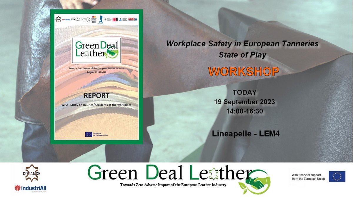It's time to attend our #GreenDealLeather worskhop in Lineapelle!
#socialdialogue #leather