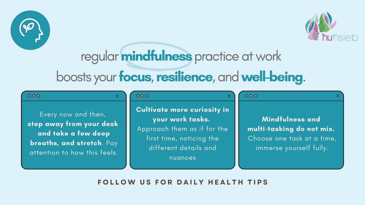 Amid the hustle, find moments of calm by following our tips for practicing mindfulness at work. A small pause can really change your perspective! For more information, have a look at our website - hpdp.gov.mt/hpu/mental_hea…