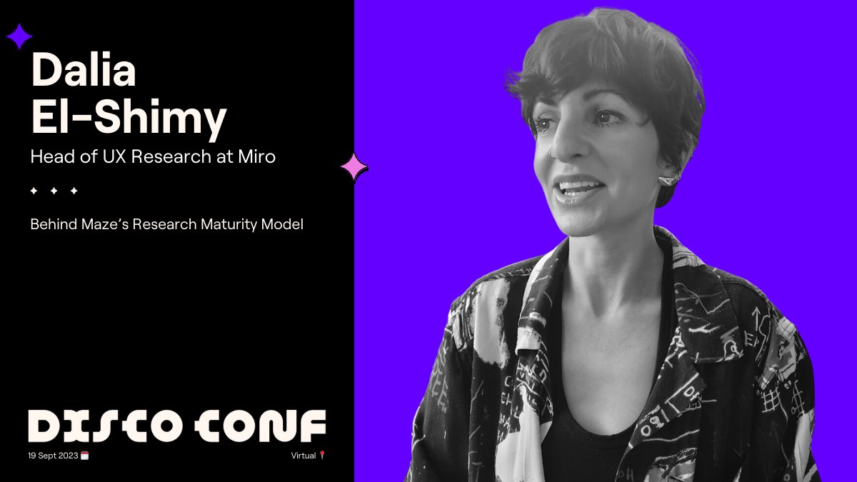 mazedesignHQ's tweet photo. Joining #DiscoConf23 next is @bowiesicecream, Head of UX Research @MiroHQ, here to reveal a behind-the-scenes look at Maze’s Research Maturity Model, and how to take your organization from one research level to the next. 🚀 https://t.co/KDTzs9NvPG