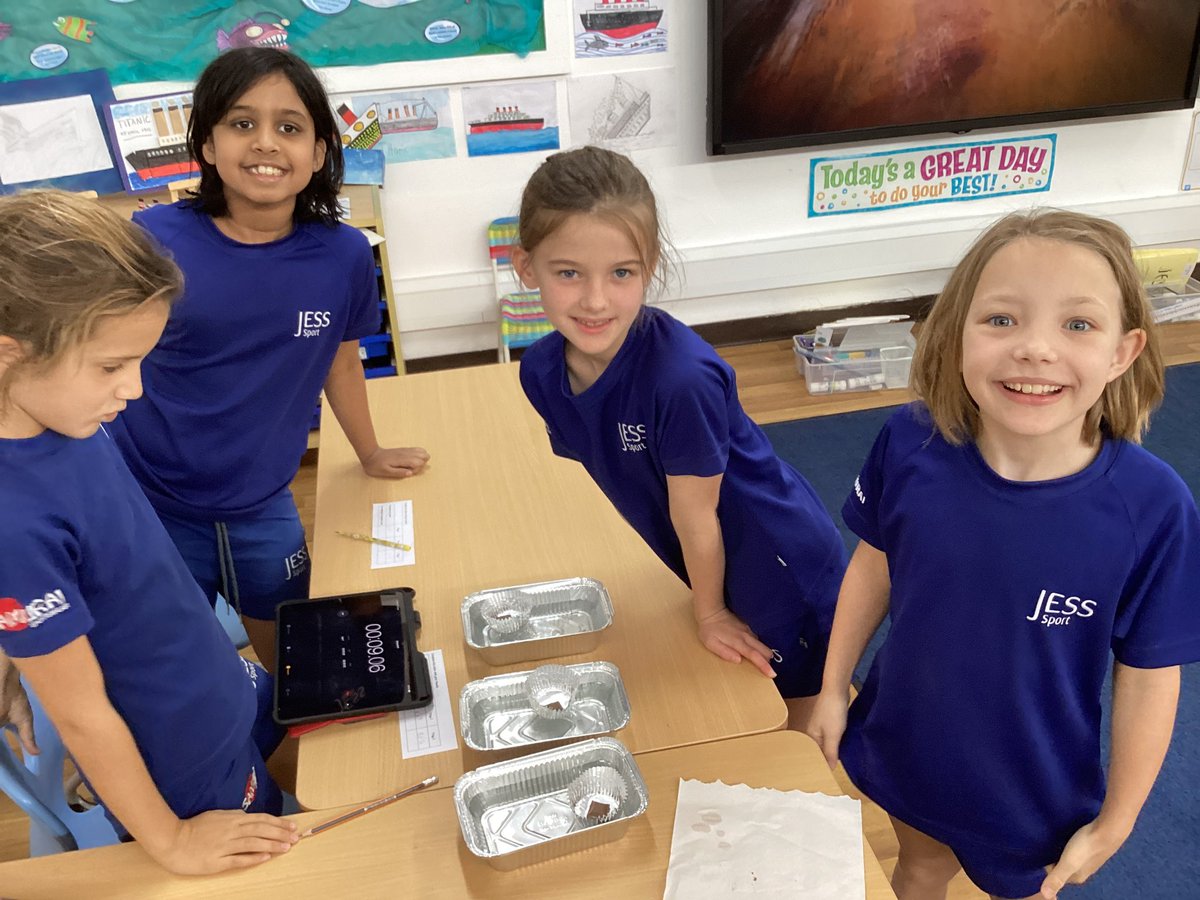 In science Year 4 have been learning about the states of matter. The children set up fair tests to observe how solids can change to liquids using chocolate #JESSJumScience