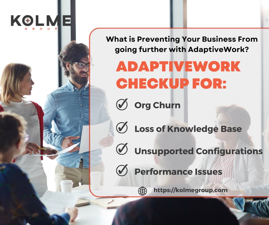 KolmeGroup's tweet image. 📣 Attention business leaders!

Are you experiencing
➡️ Org churn
➡️ Loss of knowledge base
➡️ Unsupported configurations
➡️ Performance issues

Reach out to @KolmeGroup today for an @adaptivework Checkup consultation! pulse.ly/i2gdrxtwjo

#AdaptiveWork #WorkflowOptimization