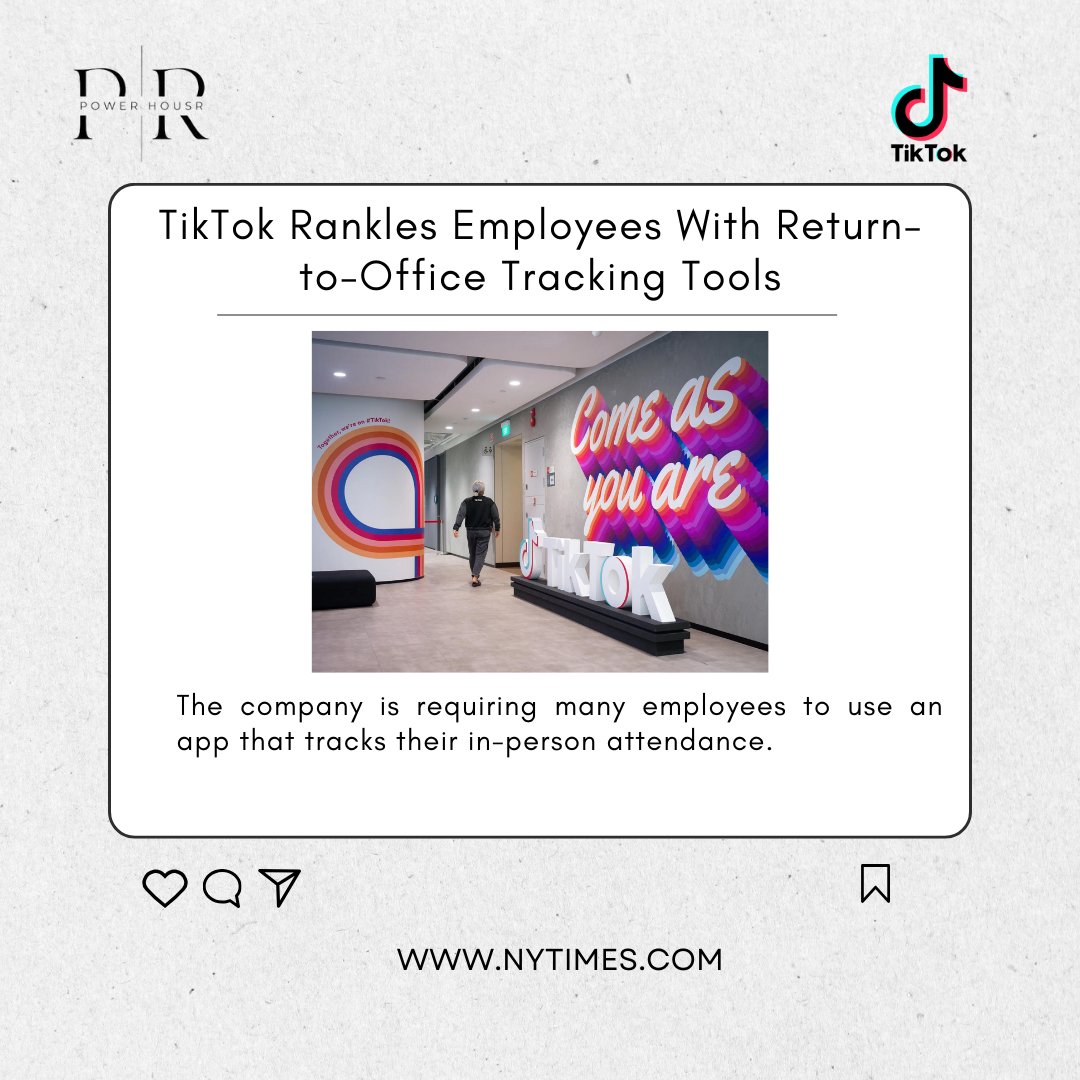 JennyZhii's tweet image. 📣 TikTok&apos;s Return-to-Office Controversy! 🏢🔍  TikTok&apos;s recent decision to implement tracking tools for the return-to-office has stirred quite the debate among its employees. 🤨  *Full article in bio*🤝   #TikTokOfficeControversy #WorkplaceTracking #EmployeeEngagement