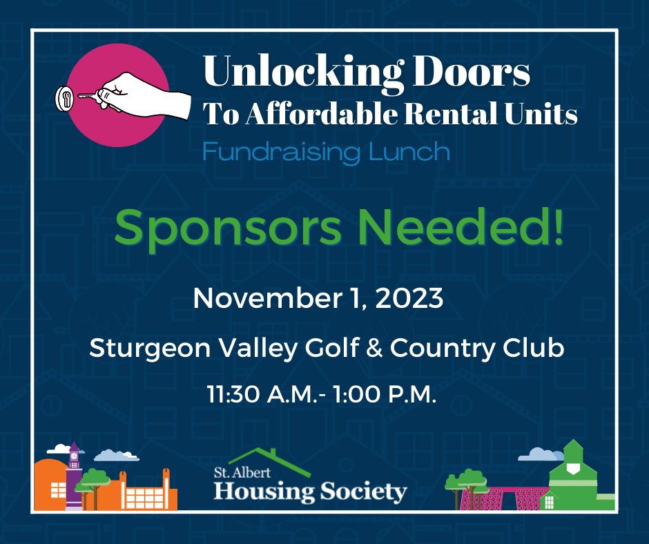 We are so excited to be hosting our Unlocking Doors to Affordable Rental Units fundraising lunch on November 1st!

We have different levels of sponsorship opportunities available. For more information and details on sponsorship opportunities, click here: ow.ly/PZjW50PN5o8