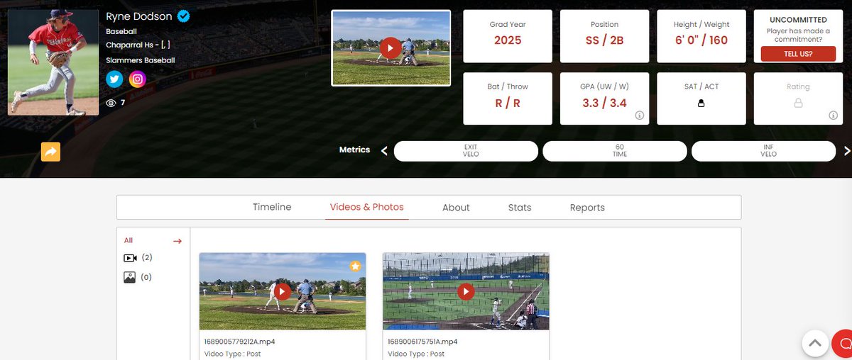 SportsForce Baseball (@sportsforcebb) on Twitter photo Uncommitted Prospectโกโก
2025 Ryne Dodson SS / 2B 6' 0" 160 R / R 3.4 <a href="/ryne_dodson/">Ryne Dodson</a>
Slammers Baseball <a href="/Slammersbasball/">Slammers Baseball CO</a>
Chaparral High School <a href="/ChapBaseballCO/">Chaparral Baseball</a>
View Profile Below๐๐
sportsforce.io/athlete/ryne-dโฆ Uncommitted Prospectโกโก
2025 Ryne Dodson SS / 2B 6' 0" 160 R / R 3.4 <a href="/ryne_dodson/">Ryne Dodson</a>
Slammers Baseball <a href="/Slammersbasball/">Slammers Baseball CO</a>
Chaparral High School <a href="/ChapBaseballCO/">Chaparral Baseball</a>
View Profile Below๐๐
sportsforce.io/athlete/ryne-dโฆ