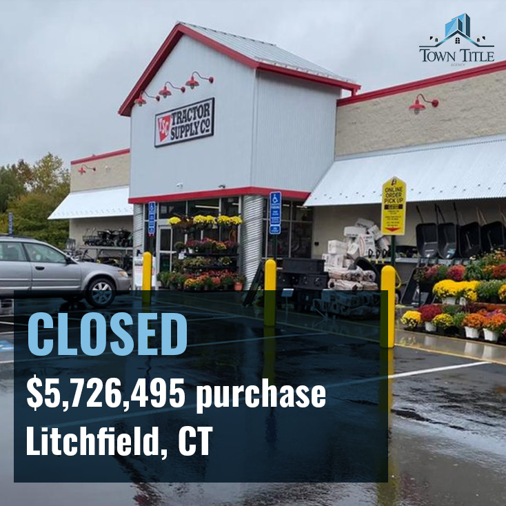 ChrisRotio's tweet photo. Town Title recently expanded its portfolio of Tractor Supply Co transactions, handling the $5,726,495 purchase of a storefront located on Torrington Road in Litchfield, CT. Centreville Bank provided financing on the transaction. https://t.co/YjLjbcpE5U