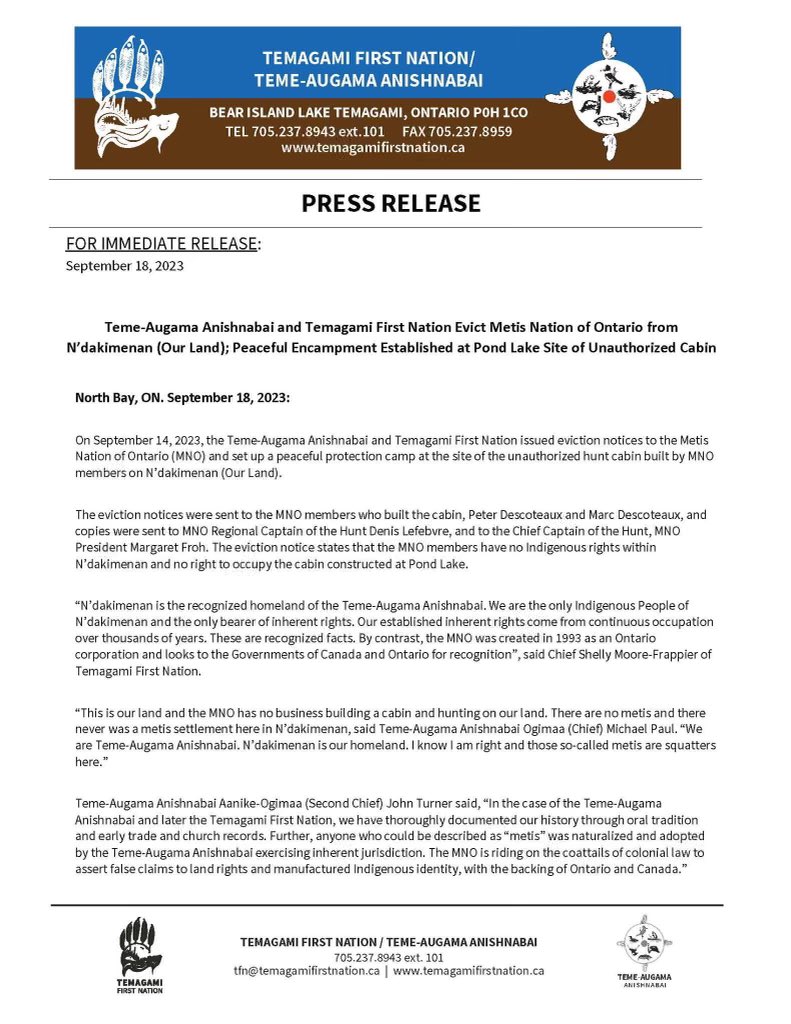 TFN putting their foot down and asserting jurisdiction over their lands.