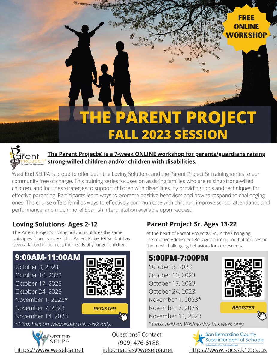 Parent Project is back by popular demand! For ages 2-12, register here: sbcss.k12oms.org/57-234139 For ages 13-22, register here: sbcss.k12oms.org/57-234140