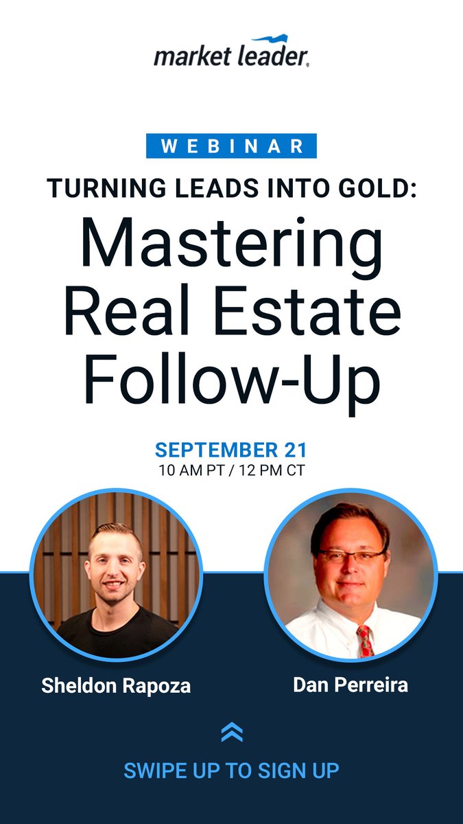 Are you ready to take your lead follow-up game to the next level? Join us this Thursday, September 21st, for a class in lead follow up from one of our top customers, Dan Perreira.
📷 Date: Thursday, September 21st- 10 a.m. PT / 1 p.m. ET
📷 Register Here: success.marketleader.com/l/42972/2023-0…