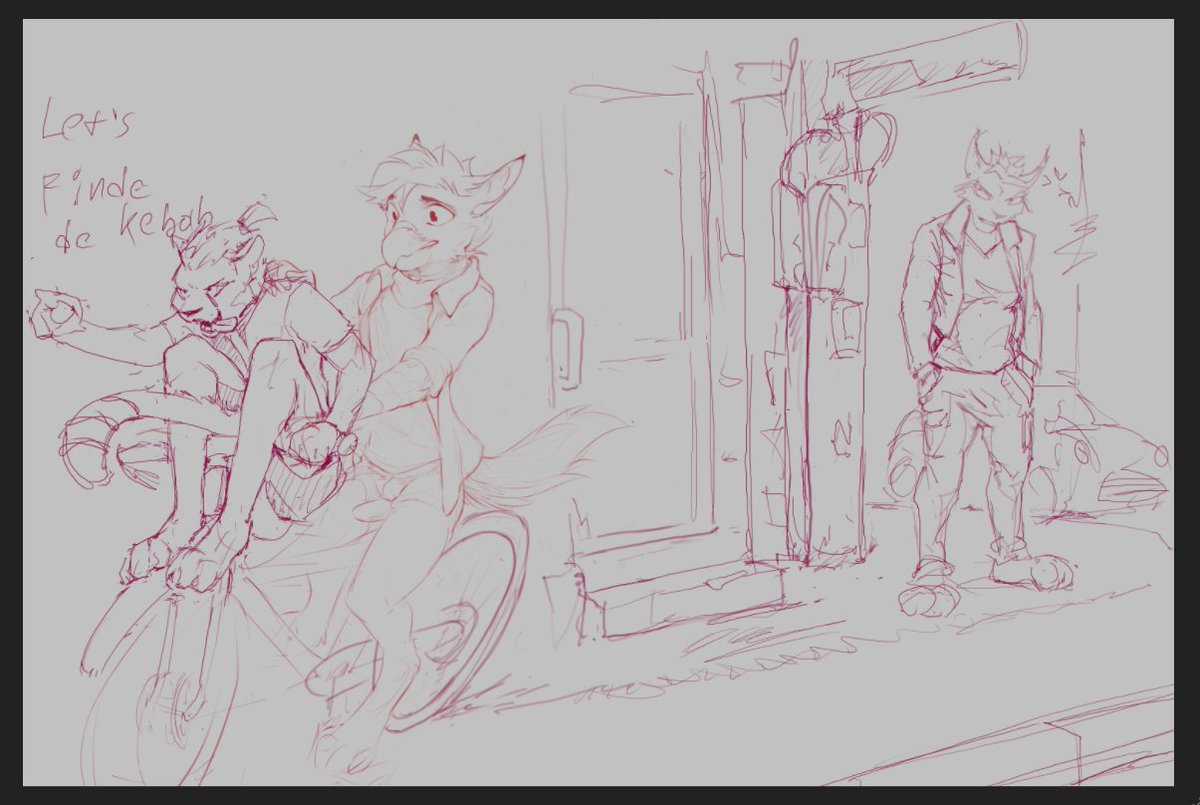 Losty_Spotless's tweet image. dumd ride to finde de kebab colab skethcee with @_claresart  #furryart