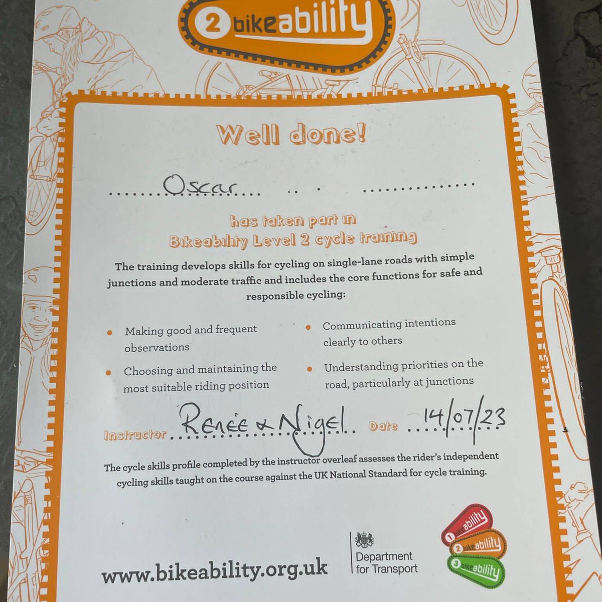 SteppingStoneDS's tweet photo. 🌟 #Proud Moment Alert!
Today we are celebrating Oscar completing his @BikeabilityUK program! 🚴♀️
It's not just about riding a bike; it's about gaining valuable life skills & #independence.
#Bikeability #Confidence #RoadSafety #FullOfPotential #Downsyndrome #LifeSkills #bike https://t.co/rmJXmeP9cg