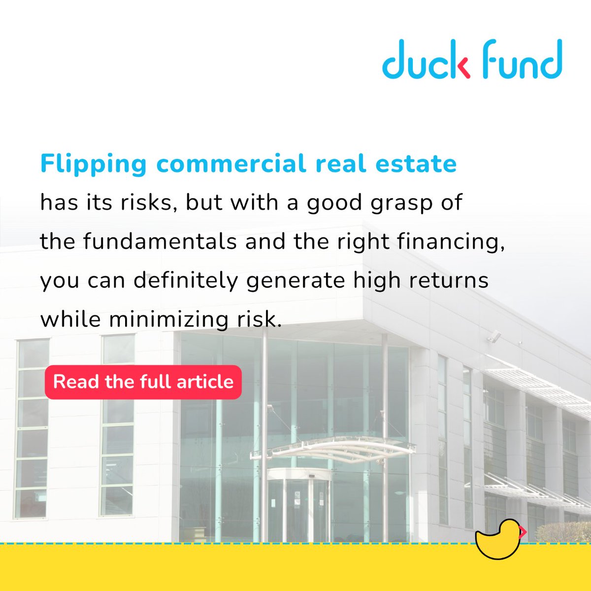 duckfundREI's tweet photo. 🏢 Commercial real estate flipping is high-stakes, high-reward, but requires expertise. Our article guides you from property selection to marketing:

👉 Read: https://t.co/GirTPa1fnI 

#CommercialRealEstate #RealEstate #Duckfund https://t.co/I4ZQSURBZS