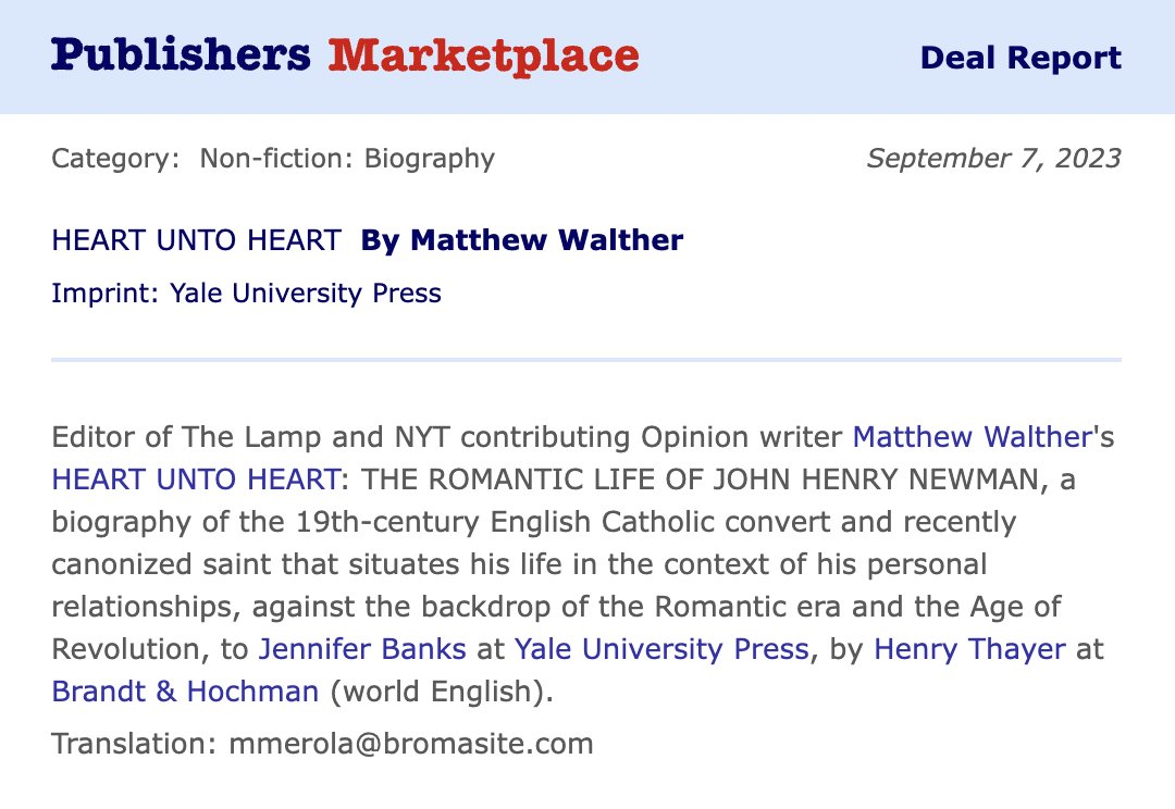 matthewwalther's tweet image. With apologies in advance for the anarthrous noun modifier, some big news