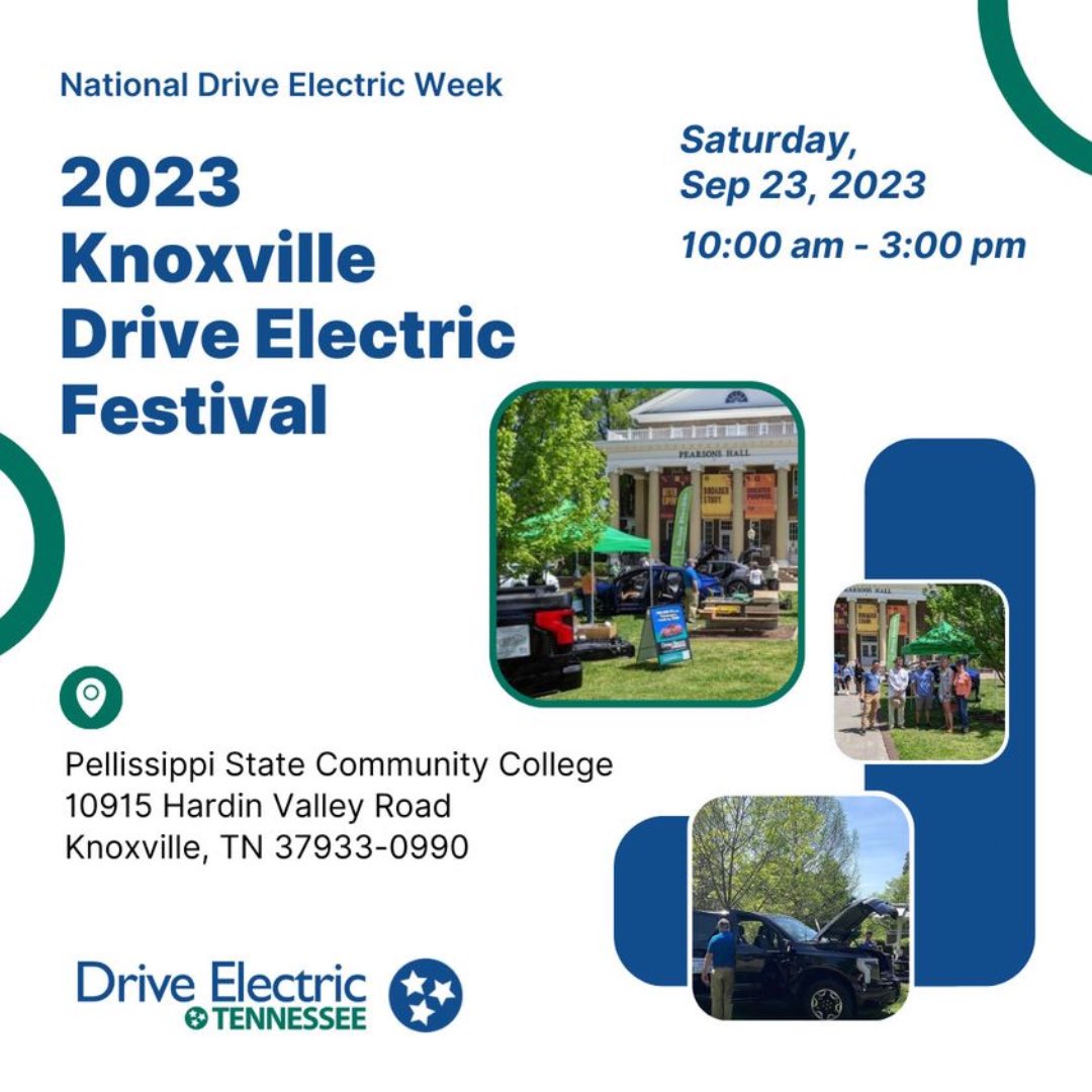 UTK CTR (@utkctr) on Twitter photo Local event alert! <a href="/DriveElectricTN/">DriveElectricTN</a> is hosting a Knoxville Drive Electric Festival. This event brings together all types of electric vehicles, their owners, and anyone who is interested in EVs for a day of learning and fun. Come see what the buzz is all about! Local event alert! <a href="/DriveElectricTN/">DriveElectricTN</a> is hosting a Knoxville Drive Electric Festival. This event brings together all types of electric vehicles, their owners, and anyone who is interested in EVs for a day of learning and fun. Come see what the buzz is all about!